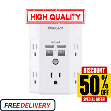 5 Outlet Extender Surge Protector Multi Plug Wall Adapter USB Charger Ports with