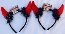Lot of 2 Devil Horn Headbands Halloween Costume Dress-Up Accessory