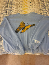 Jon Batiste Uneasy Tour Women's Blue Fleece Sweatshirt M Butterfly Graphic