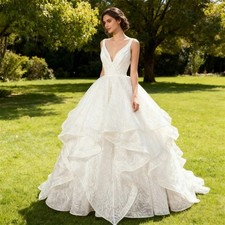 DTLumika Princess Tiered Lace Wedding Dress for Women Ball Gown Bride Dresses