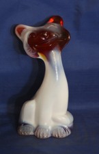 Fenton Happy Cat glass figurine 6 inch tall Ruby Red and White Slag