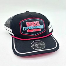 Marvel Super-Heroes Adult Black Trucker Hat - Adjustable One Size Fits Most