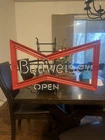 Vintage Budweiser Neon Sign Light- 30x19" Bowtie Tube Tries To Light Up No Break