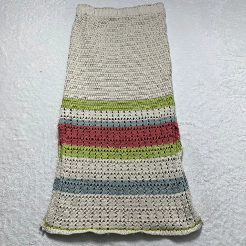 Falda midi Free People a rayas de ganchillo Cottagecore bohemia lejos de aquí talla S Foto 2 de 4