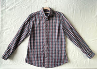 Hackett London Check Shirt Mens Medium Slim Fit Navy Red 100%  Cotton