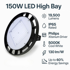 Hudson Pro 150W LED High Bay Light 19500lm IP65 Industrial Philips Driver 5000K
