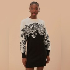 Farm Rio Surreal Garden Knit Wool Blend Sweaterdress M