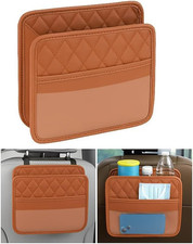 Car Seat Back Organizer, PU Leather Automotive Backseat Hanging Storage Pocket,