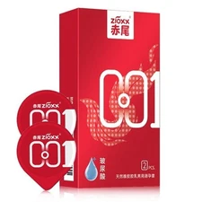 Redtail Chiwei 001 Condoms 2PCS - 0.01mm Ultra Thin, Hyaluronic Acid Lubricated