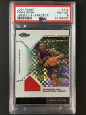 PSA 8 2004 Finest #114 Chris Bosh Toronto Raptors GAME-WORN PATCH X-Fractor /129