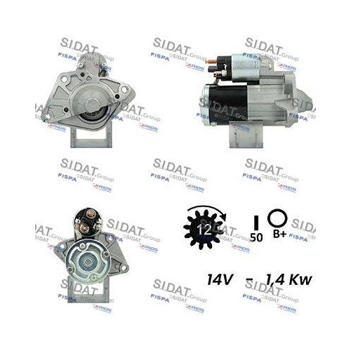 Démarreur Sidat S12MH0218 pour moteur Opel et Mitsubishi - Pièce auto 12V