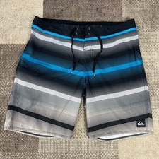 Quiksilver Mens Board Shorts Size 36 Blue Black Striped Polyester