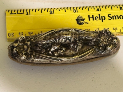 Unger Brothers Art Nouveau Sterling Silver nail buffer lady daisy ...