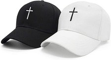 Christian Cross Embroidered Baseball Cap Adjustable Dad Hat Men Women Unisex