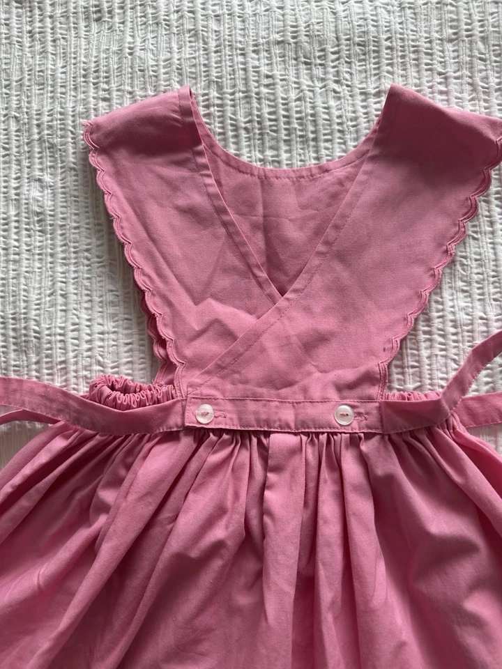 True Vintage Girls 1970s Pink Pinafore Apron Style Dress Age 4 5 Years - Image 3 of 4