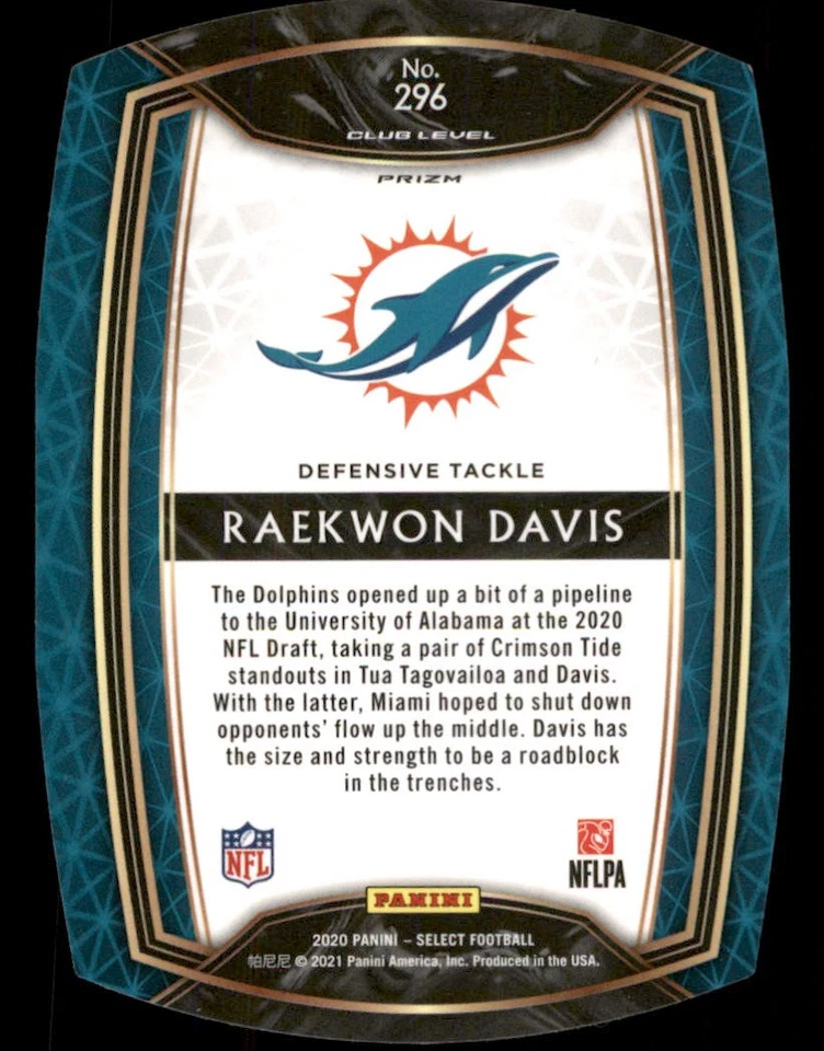 2020 Select Prizm Maroon Die Cut #296 Raekwon Davis - Image 2 of 2