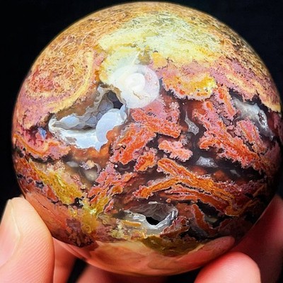 Rare 295G Natural Beautiful Colorful Moss Agate Sphere Healing Agate L8212