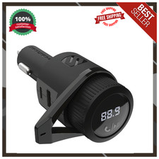 Scosche BTFM9 FM Bluetooth Transmitter Car, Dual 12W USB-C and USB-A Charging Po