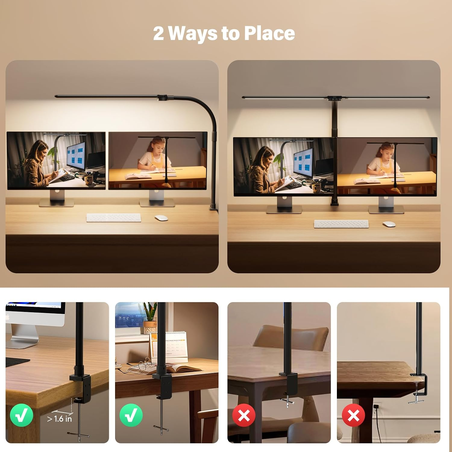SIBRILLE LED Desk Lamp for Home Office - Dimmable Computer Desk Light ...