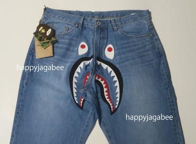 A BATHING APE Men's SHARK LOOSE FIT 13OZ DENIM PANTS 1L80150006 b A BATHING APE Men's SHARK LOOSE FIT 13OZ DENIM PANTS 1L80150006 b