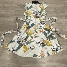 Zara Womens Floral Dress Retro Festival Vacation S Short Sleeves Button Front