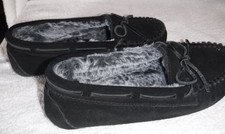 Minnetonka Women's Brown Suede Faux Fur Moccasin Slippers US Size 7M