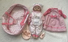 ELC Baby Girl Doll 15" with Sounds & Carry Cot Set, accessories and extra dress