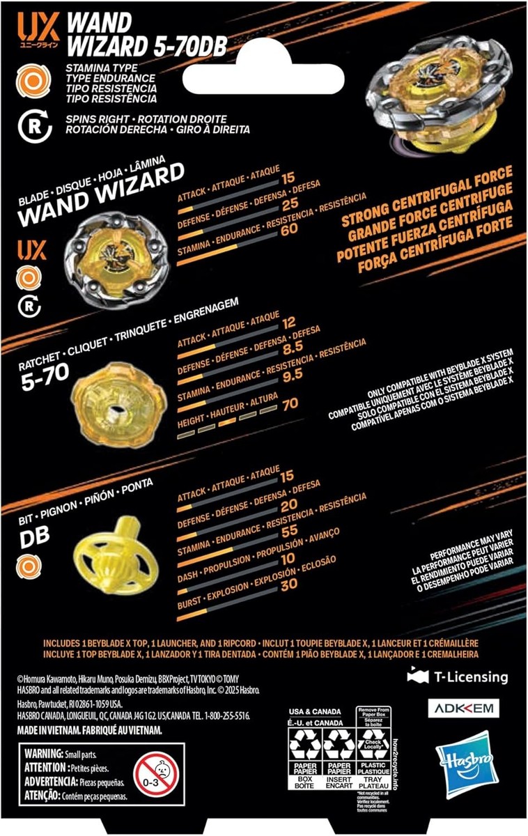 Beyblade X Wand Wizard 5-70DB UX Starter Pack Set with Stamina