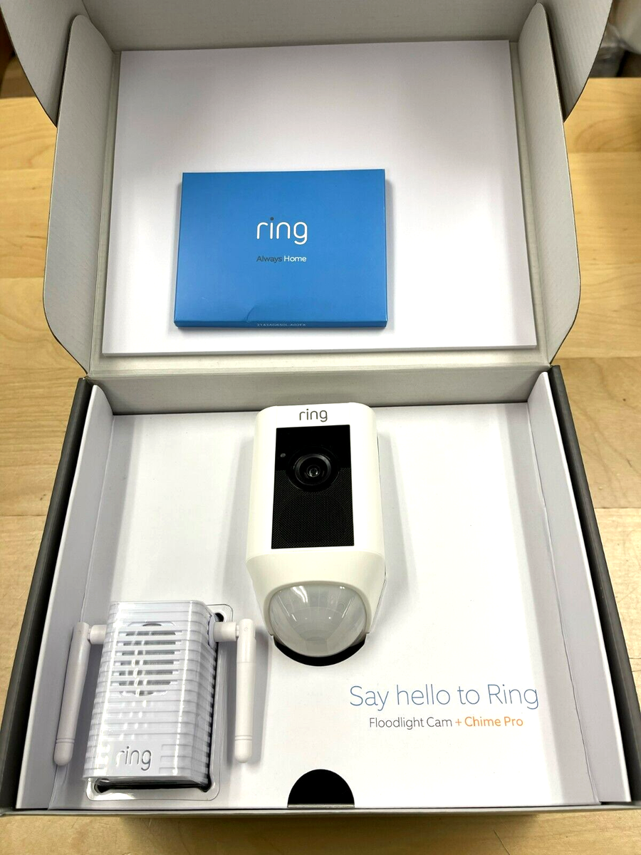 Ring Floodlight Camera and Chime Pro, White NEW IN BOX