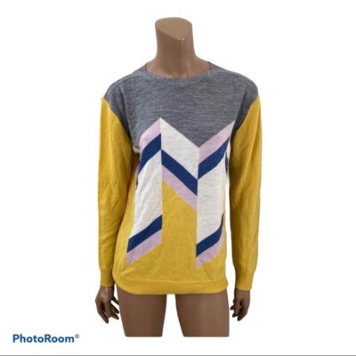 Le Mont St Michel Intarsia Knit Pullover Sweater M