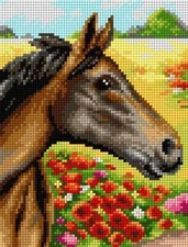 Orchidea Needlepoint canvas for halfstitch without yarn Horse on a Meadow 243...