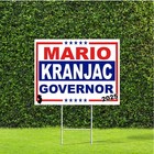 Mario Kranjac New Jersey Governor Election Race Red White Blue Sign w Stake