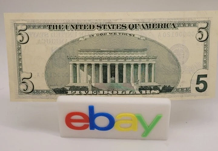 1999 $5.00 Federal Reserve Note Low serial number # 00000120  - Image 4 of 4