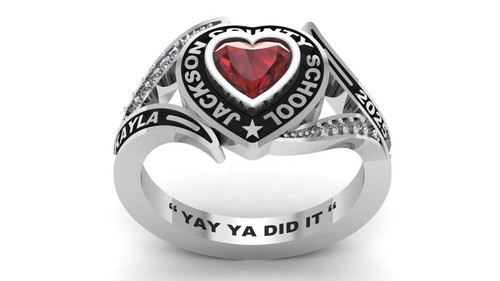 Women Customized High School Class Ring Graduation Gift For Senior In 925 Silver - Picture 3 of 6
