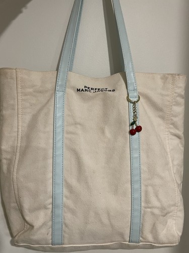 Marc Jacobs Perfect Beige Light Turquoise Cotton Shoulder Bag