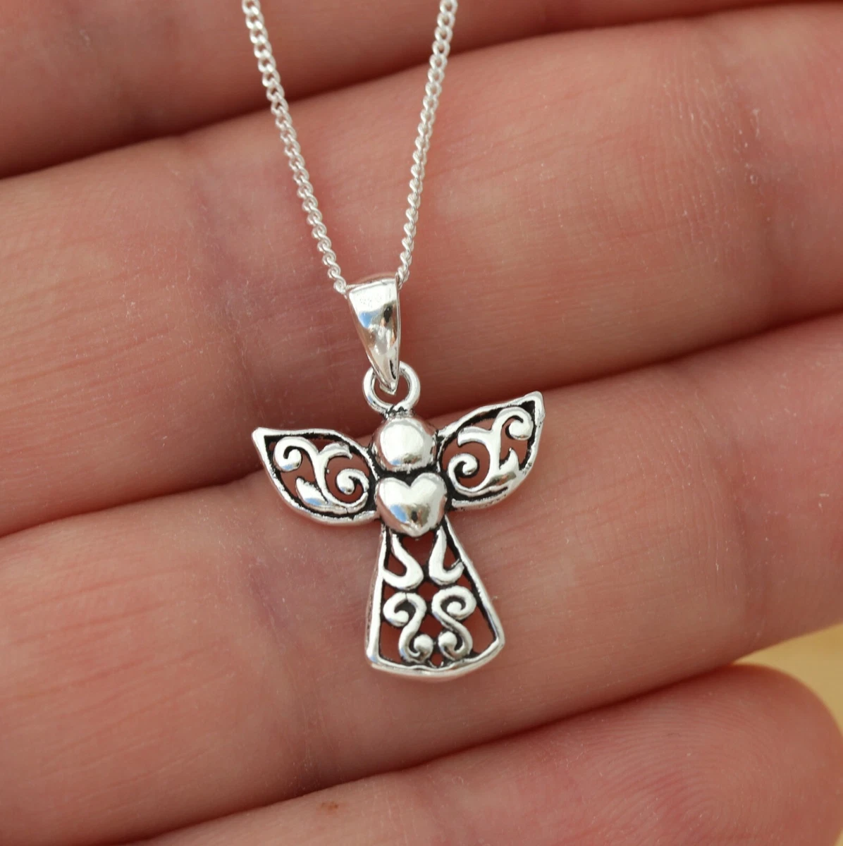 Guardian Angel Wings Necklace, Sterling Silver