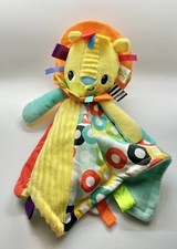 Bright Starts Taggies Lion Yellow Aqua Circles Baby Lovey Security Blanket