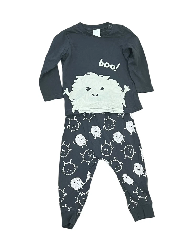 H&M NIÑOS 12M GRIS JERSEY MANGA LARGA CAMISETA PANTALÓN CONJUNTO BOO MONSTERS Foto 3 de 4