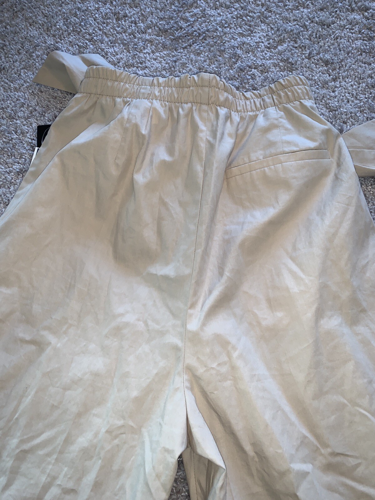 NWT Zara Basic PaperBag Pants Pull On High Waist Tie  Beige Sz S SOLDOUT image 5