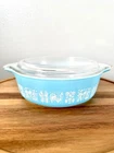 Vintage Pyrex 471 Turquoise Amish Butterprint Round 1 PT Casserole Dish w/ Lid