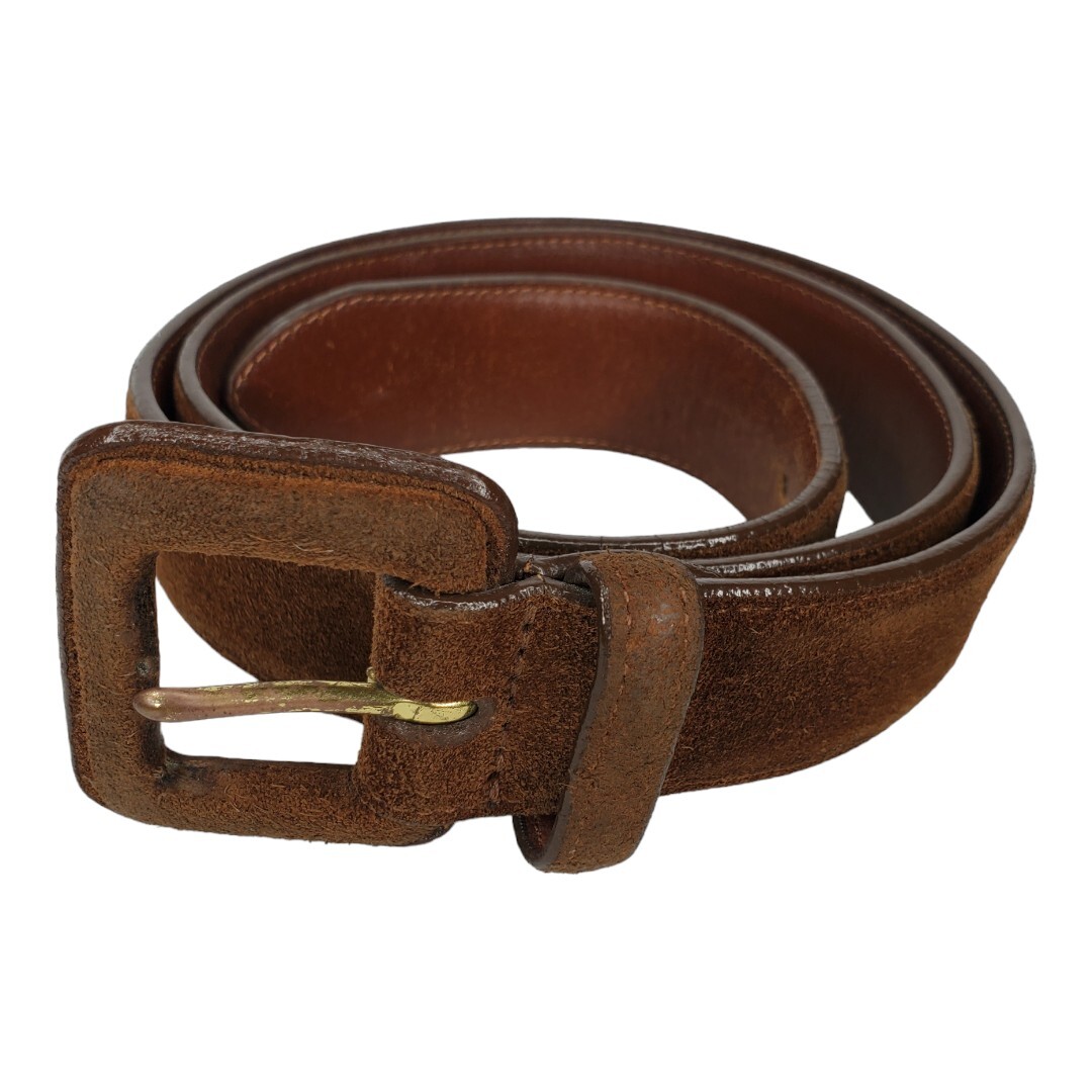 Vtg Polo Ralph Lauren Brown Suede Leather Belt & Buckle Sz 32 80s