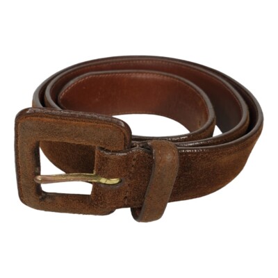 Vtg Polo Ralph Lauren Brown Suede Leather Belt & Buckle Sz 32 80s