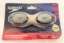 NEW Speedo Performance Fit Record Breaker Mirrored Goggles Gray Adult Swimming