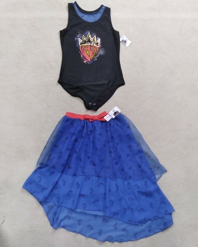 Descendants 3 Girls Evie Costume Large Bodysuit Skirt Blue Black Disney New L2