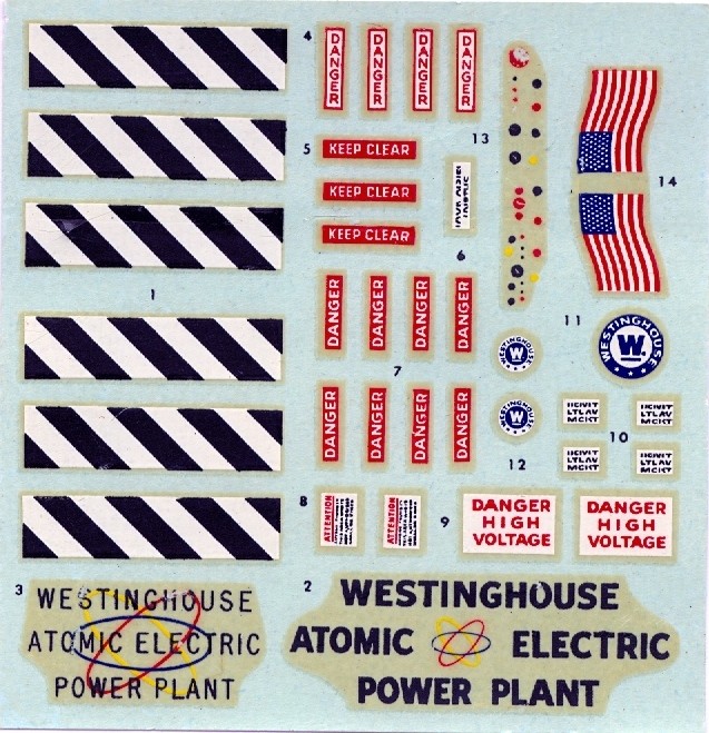 REPRODUCTION DECALS ONLY FOR: REVELL WESTINGHOUSE ATOMIC POWER PLANT | eBay