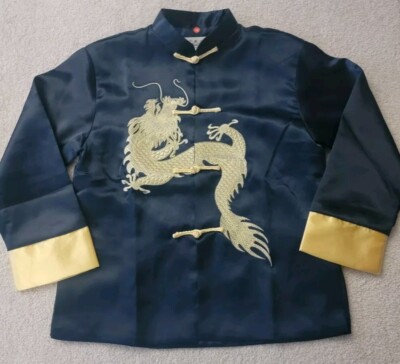 Chinese Traditional Ethnic Tang Suit Dragon Kung Fu Tai Chi Jacket Small - 12