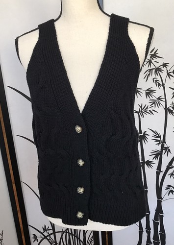 crochet black vest