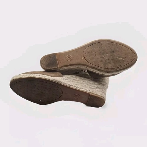 DV Dolce Vita Taupe Suede Espadrille Spanish Vibes Zip Back Wedge 8 M Boho #53 - Picture 5 of 6