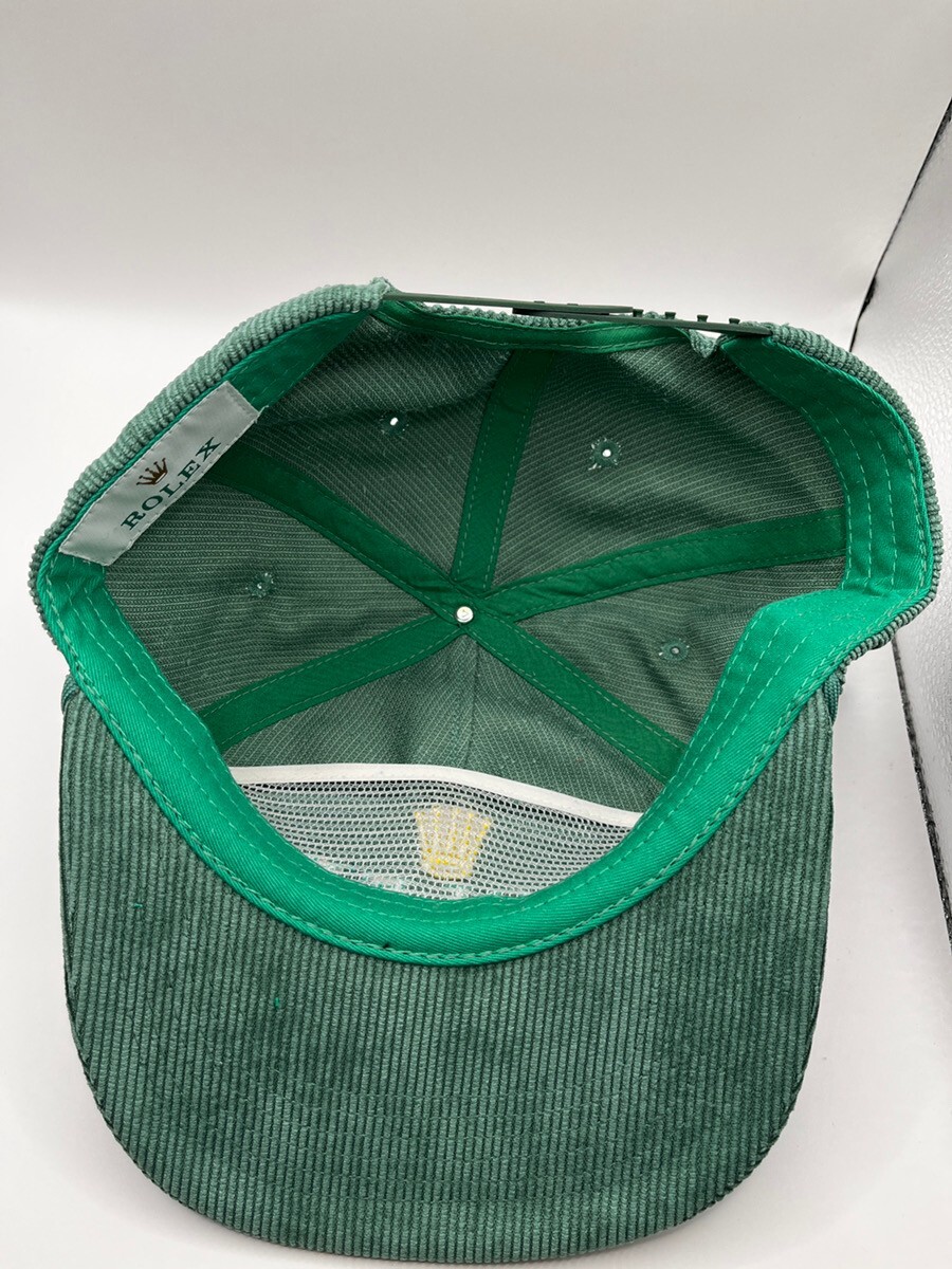 90.s ロレックス　ROLEX cap made in USA Rolex Corduroy Trucker Cap 80s 90s Style Green Embroidery
