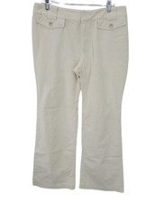 Banana Republic Pants Womens 12 Ivory Cotton Stretch Wide Leg Safari Neutral